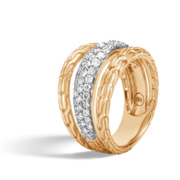 John Hardy Gold Chain Diamond Ring - Picture 2 of 8